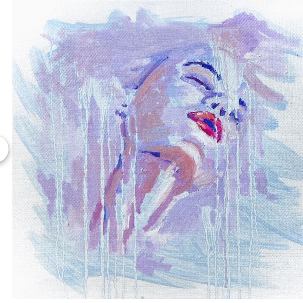 “Girl In The Pink Water” Original Oil Painting.